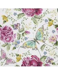OUTDOOR DEKOSTOFFE OXFORD - Motiv Schmetterlinge und Blumen