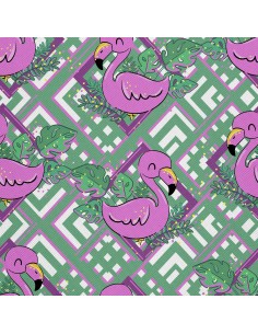OUTDOOR DEKOSTOFFE OXFORD - Motiv Flamingo und Blätter