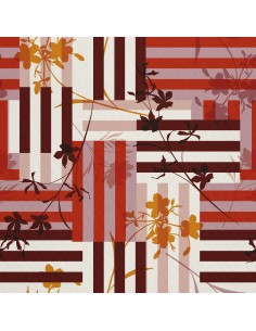 OUTDOOR DEKOSTOFFE OXFORD - Motiv bunte Streifen und Blumen