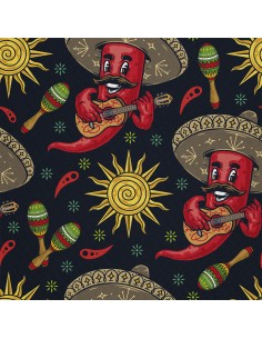 OUTDOOR DEKOSTOFFE OXFORD - Motiv Chilischote im Sombrero