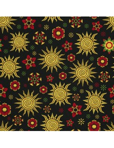OUTDOOR DEKOSTOFFE OXFORD - Motiv Sonne und Blumen I DX725