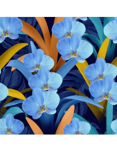 OUTDOOR DEKOSTOFFE OXFORD - Motiv Blaue orchidee