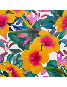 OUTDOOR DEKOSTOFFE OXFORD - Motiv Oranger Hibiskus
