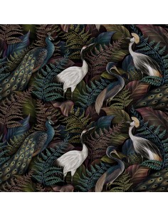 OUTDOOR DEKOSTOFFE OXFORD - Motiv Königliche Vögel
