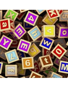 OUTDOOR DEKOSTOFFE OXFORD - Motiv Holzblöcke mit dem Alphabet