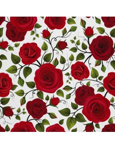 OUTDOOR DEKOSTOFFE OXFORD - Motiv rote Rosen 2