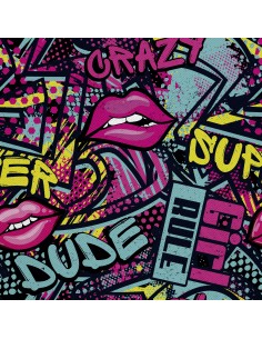 OUTDOOR DEKOSTOFFE OXFORD - Motiv Graffiti-Lippen