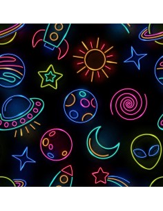 OUTDOOR DEKOSTOFFE OXFORD - Motiv Neon-Kosmos