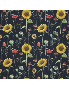OUTDOOR DEKOSTOFFE OXFORD - Motiv Sonnenblumen auf der Wiese