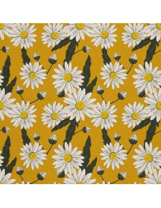 OUTDOOR DEKOSTOFFE OXFORD - Motiv Gänseblümchen auf gelbem 2