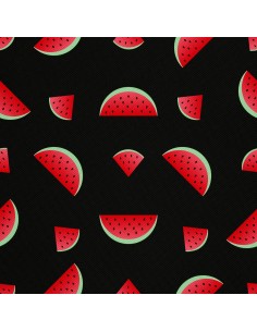 OUTDOOR DEKOSTOFFE OXFORD - Motiv Wassermelone auf schwarzem