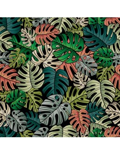 OUTDOOR DEKOSTOFFE OXFORD - Motiv bunte Monsterblätter 2