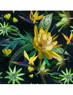OUTDOOR DEKOSTOFFE OXFORD - Motiv Tropische Blumen und Blätter
