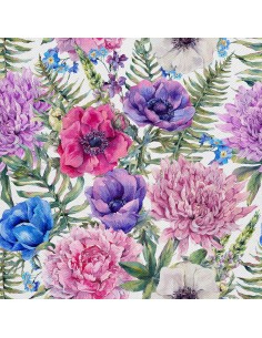 OUTDOOR DEKOSTOFFE OXFORD - Motiv Blumen und Farnblätter