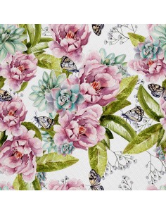 OUTDOOR DEKOSTOFFE OXFORD - Motiv Blumen und Schmetterlinge