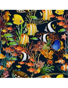 OUTDOOR DEKOSTOFFE OXFORD - Motiv Fisch
