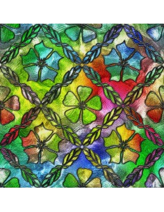 OUTDOOR DEKOSTOFFE OXFORD - Motiv Blumen aus Glasmalerei