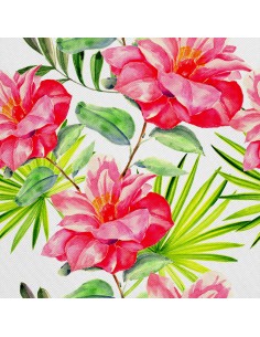 OUTDOOR DEKOSTOFFE OXFORD - Motiv Rosa Aquarellblumen