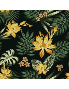 OUTDOOR DEKOSTOFFE OXFORD - Motiv Tropische Blumen und Blätter 2