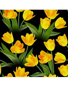 OUTDOOR DEKOSTOFFE OXFORD - Motiv Gelbe Tulpen