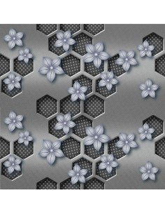 OUTDOOR DEKOSTOFFE OXFORD - Motiv Graue Blumen