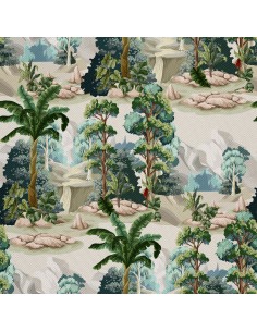 OUTDOOR DEKOSTOFFE OXFORD - Motiv Bäume und Berge