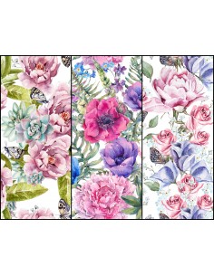 Heko Panels Stoff Panel Wasserdicht Mit 3 Mustern Canvas-Stoff Polyester Stoff Zum Nähen - Blumentmuster