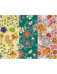 Heko Panels Stoff Panel Wasserdicht Mit 3 Mustern Canvas-Stoff Polyester Stoff Zum Nähen - Blumentmuster