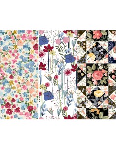 Heko Panels Stoff Panel Wasserdicht Mit 3 Mustern Canvas-Stoff Polyester Stoff Zum Nähen - Blumentmuster