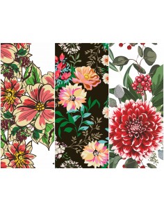 Heko Panels Stoff Panel Wasserdicht Mit 3 Mustern Canvas-Stoff Polyester Stoff Zum Nähen - Blumentmuster