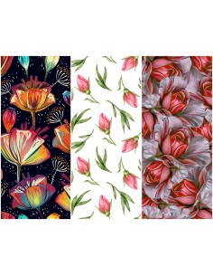 Heko Panels Stoff Panel Wasserdicht Mit 3 Mustern Canvas-Stoff Polyester Stoff Zum Nähen - Blumentmuster