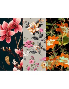 Heko Panels Stoff Panel Wasserdicht Mit 3 Mustern Canvas-Stoff Polyester Stoff Zum Nähen - Blumentmuster