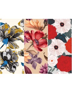 Heko Panels Stoff Panel Wasserdicht Mit 3 Mustern Canvas-Stoff Polyester Stoff Zum Nähen - Blumentmuster