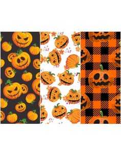 Heko Panels Stoff Panel Wasserdicht Mit 3 Mustern Canvas-Stoff Polyester Stoff Zum Nähen - Halloween