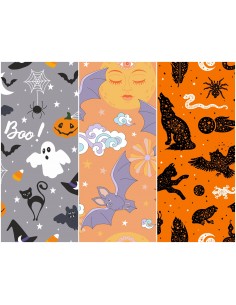 Heko Panels Stoff Panel Wasserdicht Mit 3 Mustern Canvas-Stoff Polyester Stoff Zum Nähen - Halloween