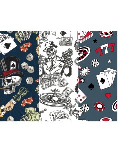 Heko Panels Stoff Panel Wasserdicht Mit 3 Mustern Canvas-Stoff Polyester Stoff Zum Nähen - Casino Mafia