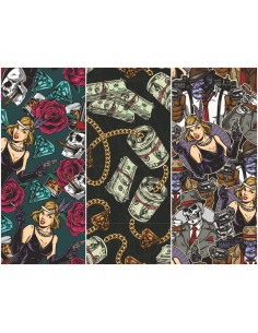 Heko Panels Stoff Panel Wasserdicht Mit 3 Mustern Canvas-Stoff Polyester Stoff Zum Nähen - Casino Mafia