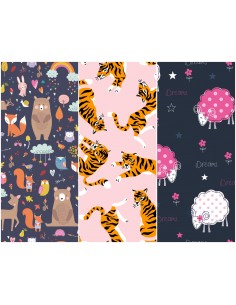 Heko Panels Stoff Panel Wasserdicht Mit 3 Mustern Canvas-Stoff Polyester Stoff Zum Nähen - Kinder