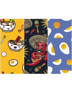 Heko Panels Stoff Panel Wasserdicht Mit 3 Mustern Canvas-Stoff Polyester Stoff Zum Nähen - Food