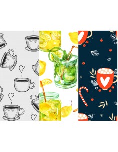 Heko Panels Stoff Panel Wasserdicht Mit 3 Mustern Canvas-Stoff Polyester Stoff Zum Nähen - Food