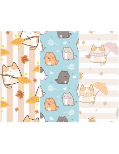 Heko Panels Stoff Panel Wasserdicht Mit 3 Mustern Canvas-Stoff Polyester Stoff Zum Nähen - Katzen