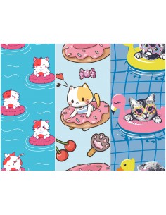 Heko Panels Stoff Panel Wasserdicht Mit 3 Mustern Canvas-Stoff Polyester Stoff Zum Nähen - Katzen