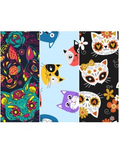 Heko Panels Stoff Panel Wasserdicht Mit 3 Mustern Canvas-Stoff Polyester Stoff Zum Nähen - Katzen