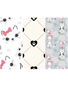 Heko Panels Stoff Panel Wasserdicht Mit 3 Mustern Canvas-Stoff Polyester Stoff Zum Nähen - Katzen