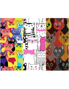 Heko Panels Stoff Panel Wasserdicht Mit 3 Mustern Canvas-Stoff Polyester Stoff Zum Nähen - Katzen