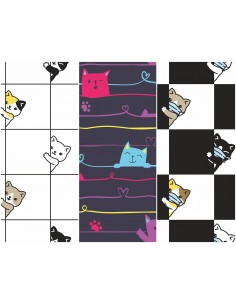 Heko Panels Stoff Panel Wasserdicht Mit 3 Mustern Canvas-Stoff Polyester Stoff Zum Nähen - Katzen