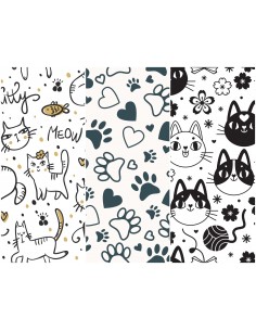 Heko Panels Stoff Panel Wasserdicht Mit 3 Mustern Canvas-Stoff Polyester Stoff Zum Nähen - Katzen