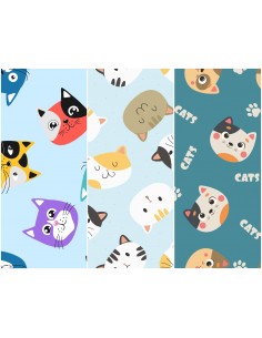 Heko Panels Stoff Panel Wasserdicht Mit 3 Mustern Canvas-Stoff Polyester Stoff Zum Nähen - Katzen