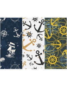 Heko Panels Stoff Panel Wasserdicht Mit 3 Mustern Canvas-Stoff Polyester Stoff Zum Nähen - Marine