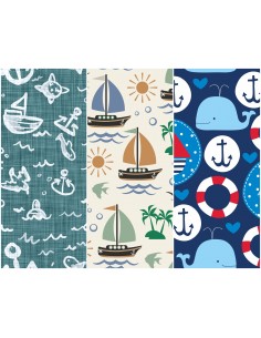Heko Panels Stoff Panel Wasserdicht Mit 3 Mustern Canvas-Stoff Polyester Stoff Zum Nähen - Marine
